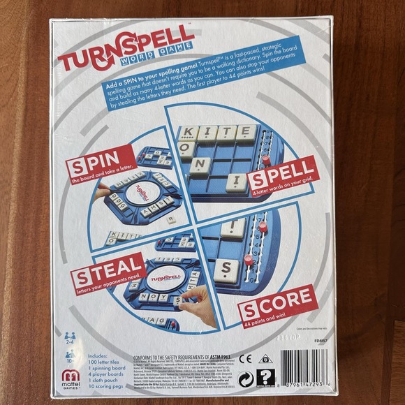 Mattel‎ Turnspell Word Game Board Game 2-4 Players Age 10+ New Sealed Family - Picture 2 of 4